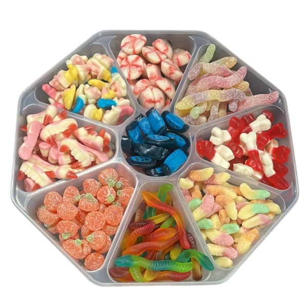 8 Section Nibbles Sharing Platter & Lid Filled Pick & Mix Sweets 1300g